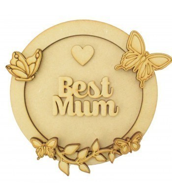 Laser Cut Personalised 3D Circle Shape Sign - Butterfly Themed